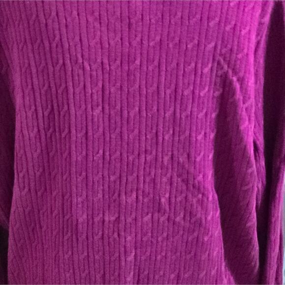 Talbots 100% Pima Cotton Purple‎ V-Neck Cable Knit Sweater Plus Size 3X New - Picture 4 of 6